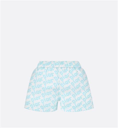 Baby Swim Shorts Sky Blue Technical Fabric with Revisited Dior 